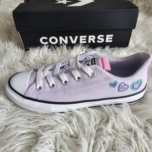 Converse Lilac Sneakers with Heart Accents
